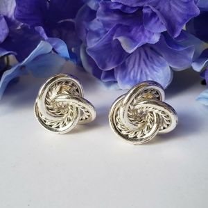 Vintage silver toned triforce clip on earrings